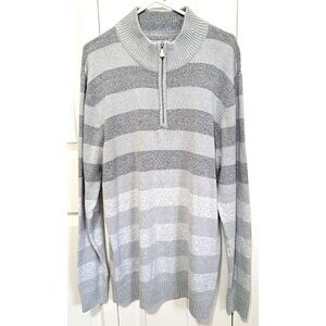 Method Men's XXL Gray Striped 1/4 Zip Long Sleeve Sweater Cotton Blend